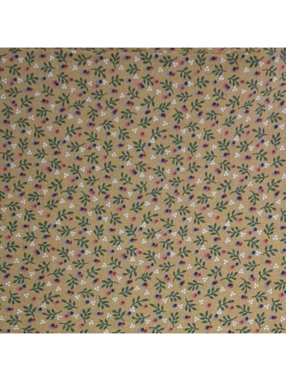 Green Leaves Berries on Beige Cranston VIP Cotton Fabric-Primitive Style 2 YDs